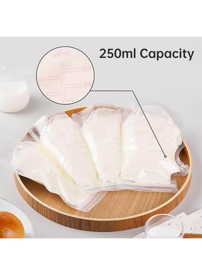 ColaBear Pack of 100Pcs 250ML Breastmilk Storage Bags Pre-Sterilized, Easy Pour Spout, BPA Free Self Standing Breastmilk Bags, Doubled Sealed Breast Milk Storing Bags - Image 3